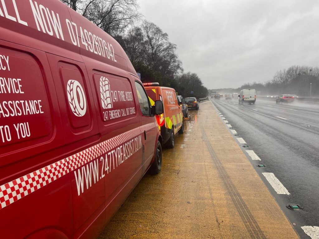Tesla Tyre Replacement on the M40 Near High Wycombe